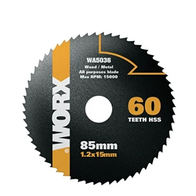 Immagine di Lama in acciaio HSS modello WORX WA5036, per sega circolare, con 60 denti, Ø 85 mm