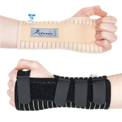 Immagine di Actesso Tutore Polso Traspirante Ideale Polsiera per Sindrome del Tunnel Carpale, Slogature, RSI e Tendinite (Nero Sinistra, XL)