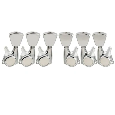 Immagine di Musiclily Pro L3+R3 Meccaniche Autobloccanti Ratio 18:1 Chitarra Locking Tuners per Elettrica/Acustica, Cromato con Bottone Keystone