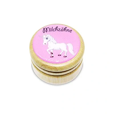 Immagine di GICO Contenitore per denti da latte, in legno con tappo a vite, ragazzi e ragazze, 44 mm (unicorno), prodotto EU 7011