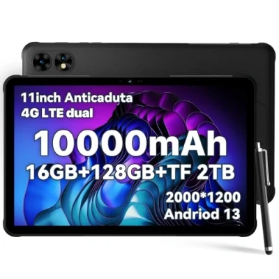 Immagine di UMIDIGI 2024 Nuovo Rugged Android Tablet 11&quot; più Leggero di altri,Schermo 2K 16GB+128GB(TF 2TB)10000mAh impermeabile con Sim,Active T1 Versatile sim telefonica e wifi/8Core/16MP/GPS