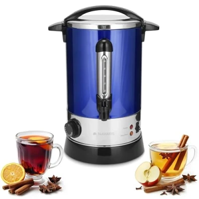 Immagine di Navaris Pentola Bollitore 6,8l Vino Acqua Dispenser Calda Vin Brulè Caffè Distributore Elettrico Bevande Calde con Rubinetto Blu