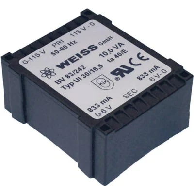 Immagine di Weiss Elektrotechnik 83/245 Trasformatore per PCB 1 x 230 V 2 12 V/AC 10 VA 417 mA