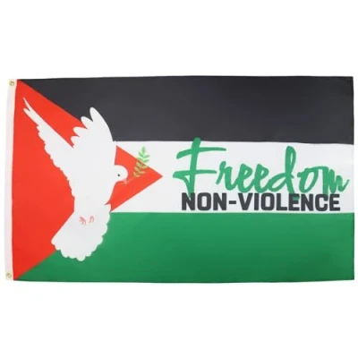 Immagine di AZ FLAG Bandiera della Palestina Libertà Non Violenza 100D Poliestere Palestinese con due occhielli in metallo Resistente allo sbiadimento Colori vivaci 3&#039; x 5&#039; piedi 150x90 cm