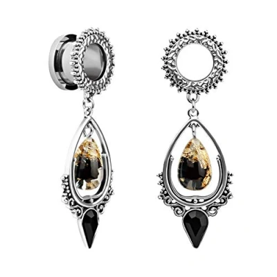 Immagine di KUBOOZ 1 Paia Tear Drop Vintage Ciondolo in Acciaio Inox Tappi per Le Orecchie Tunnel Calibri Barella Piercing 6mm a 25mm