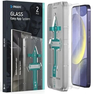 Immagine di Deppa [2 Pezzi Vetro Temperato per Samsung Galaxy S24 (6,2&quot;) Compatibile Con Impronta Digitale Copertura Completa Kit di Installazione Facile [Guida Video] Pellicola Protettiva Schermo