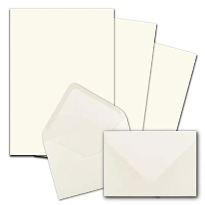 Immagine di FarbenFroh by Gustav Neuser Set di 25 fogli carta da lettere opaca, formato DIN A4, con buste in C6, incollaggio a umido, colore: bianco naturale