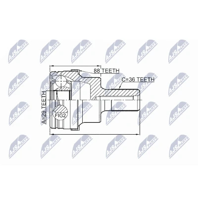 Immagine di NTY NPZ FR 046 Kit Giunto Omocinetico lato ruota, Assale posteriore con anello sensore ABS VOLVO: XC60 I, V40 Hatchback, V70 FORD: KUGA 1