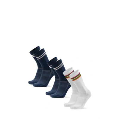 Immagine di DANISH ENDURANCE Calzini da Ciclismo, Traspiranti, Calze per Bici, MTB e Spinning, Uomo Donna, 3 Paia Multicolore (2xBlu Navy/Strisce, 1xBianco/Strisce) 39 42