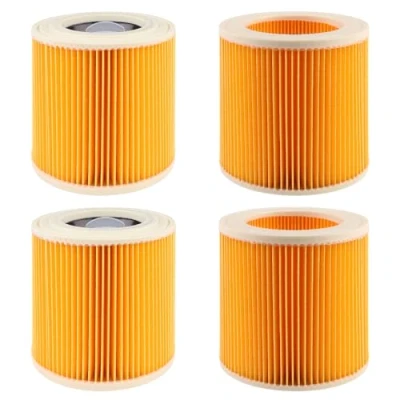 Immagine di 4 filtri per aspirapolvere Kärcher WD3, WD2, WD1, MV3, MV2, A, K, KNT, NT, SE, VC rotondi + viti di chiusura chi soffre allergie contro gli odori delle polveri sottili