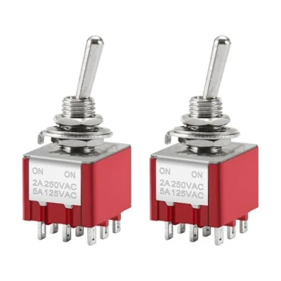 Immagine di Heschen MTS 302 ON 3PDT 9 Pin, 2A 250V, 6A 125V, confezione da 2