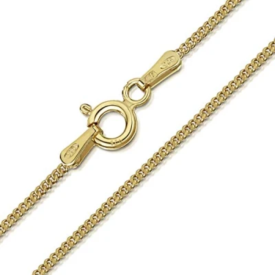 Immagine di Amberta® Gioielli Collanina Catenina Argento Sterling 925 Placcato Oro 18K Modello Barbazzale Larghezza 1.3 mm Lunghezza: 40 45 50 55 60 70 cm