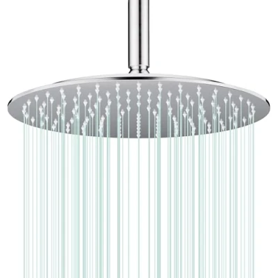 Immagine di Docce Fisso Rotondo Soffione Doccia a Pioggia In Acciaio Inox con Getti Silicone Anticalcare 304 Ultra Sottile (Cromo, 30 cm)