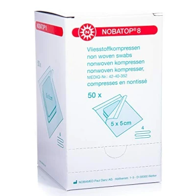 Immagine di NOBATOP 8 impacchi in tessuto non tessuto, 4 strati,5 X 5 cm, sterile (60 2 pezzi)
