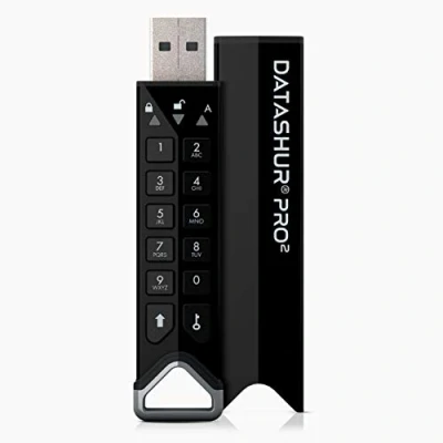 Immagine di iStorage datAshur PRO2 64GB Unità flash USB sicura Certificazione FIPS 140 2 Livello 3 Protetto da password Resistente alla polvere e all&#039;acqua