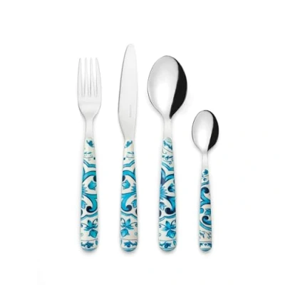 Immagine di Guzzini Set 24 posate in acciaio inossidabile, argento, &quot;BLUES&quot; (Blu mediterraneo)