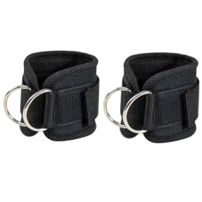 Immagine di 2 Pezzi Caviglia Palestra, Cavigliere Puleggie con Doppio D Anello, per Estensione delle Gambe di Uomini e Donne, Ankle Strap Allenamento Gambe,Accessori Palestra