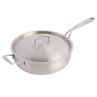 Immagine di Babish, padella professionale in acciaio inossidabile a 3 strati con coperchio, 4,7 litri