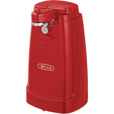 Immagine di BELLA Apriscatole Elettrico con Affilatore di Coltelli Incorporato, Apribottiglie e Barattoli, Gadget Multifunzionale Leva Rimovibile Vano per Cavo, Lama in Acciaio Inossidabile, Rosso