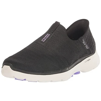 Immagine di Skechers Go Walk 6 Fabulous View, Sneaker Donna, Black Textile Lavender Trim, 37 EU