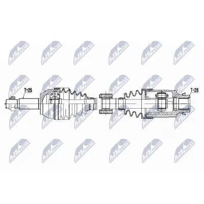 Immagine di NTY NPW MZ 050 Albero motore / Semiasse Assale anteriore Dx 575