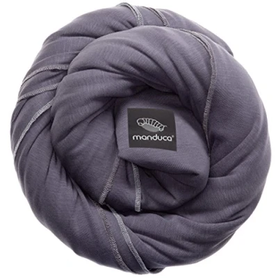 Immagine di manduca Sling &gt; Slate &lt; Fascia portabebè elastica con certificato GOTS, 100% cotone biologico, marsupio per neonati e bambini dalla nascita (3,5 15kg), grigio