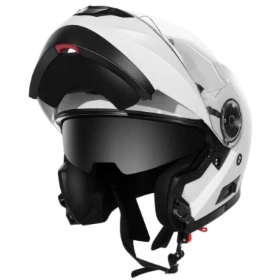 Immagine di Casco Modulare Moto Integrale Scooter YEMA YM 925 Caschi Modulari Motorino Integrali ECE Omologato Donna Uomo con Doppia Visiera Parasole,Bianco, L
