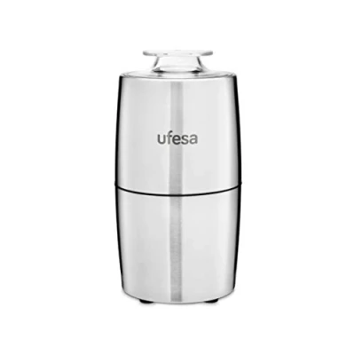Immagine di Ufesa MC0470 Macina caffè Elettrico, 70 g di capacità, 200 W Potenza, Lama in Acciaio Inox, Contenitore con microinterruttore, Coperchio Trasparente, Faux Leather