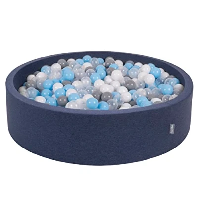 Immagine di KiddyMoon 120X30cm/300 Palline Morbide Colorate per Piscina Bambini Fatto in UE, Blu Scuro:Grigio/Bianco/Transparente/Azzurro