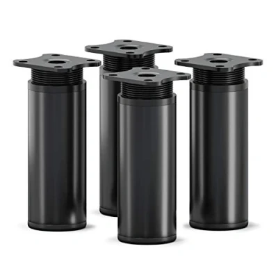Immagine di sossai® Gambe per mobili MFR1 set di 4 regolabili in altezza Altezza: 100 mm (+20mm) Design: Nero Opaco Forma rotonda: 40 x Viti inclusi