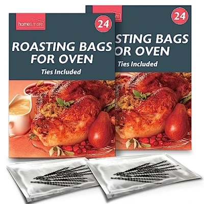 Immagine di 48 sacchetti per arrostire forno con cravatte, da pollo, tacchino, carne e pesce,sacchetti tostatura di tacchino,sacchetti del taccuino SOL