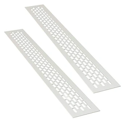 Immagine di sossai® Griglia di ventilazione in alluminio Alucratis (2 pezzi) Rettangolare dimensioni: 44 x 6 cm Colore: bianco areazione