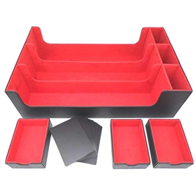 Immagine di docsmagic.de Premium 3 Row Trading Card Storage Box Black/Red + Trays &amp; Divider MTG PKM YGO Scatola di Immagazzinaggio Nero/Rosso