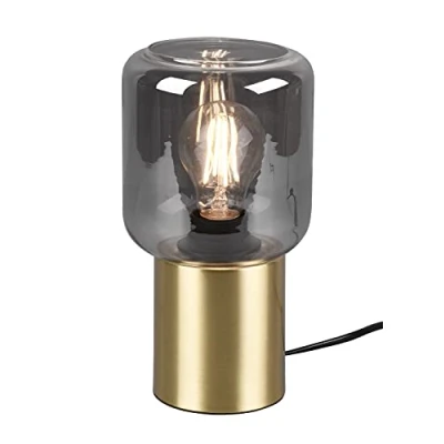 Immagine di Reality Leuchten Nico R50591008 Lampada da tavolo in metallo e ottone opaco, vetro fumé non incluso 1 x E27