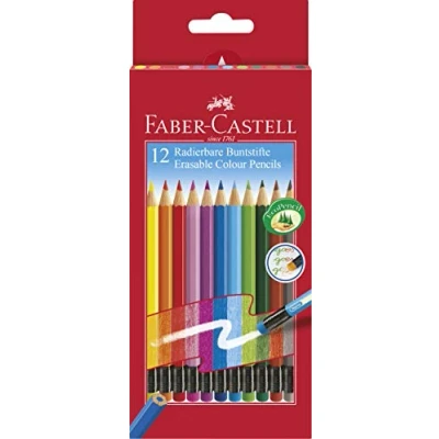 Immagine di Faber Castell 116612 Matite colorate cancellabili con punta in gomma, 12 pezzi scatola di cartone, 1 pz.