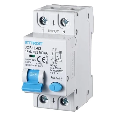 Immagine di Interruttore Magnetotermico Differenziale, 1P+N 6KA 220V, Occupa 2 Moduli DIN, RCBO 300mA C25 25A