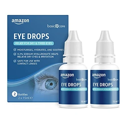 Immagine di Amazon Basic Care Goccia oculari con ialuronato di sodio 0,2%, 30 ml (2 Confezione da 15 ml)