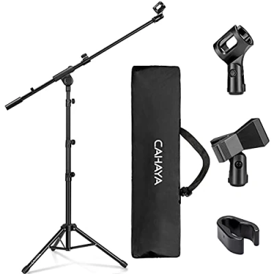 Immagine di CAHAYA Asta a Giraffa per Microfono con 2 Diversi Clip Supporto Treppiede Altezza Regolabile Concerti Videoconferenze Palchi Matrimoni Modello CY0239
