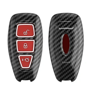 Immagine di kwmobile Custodia Copri Chiave Compatibile con Ford 3 tasti Keyless Go Cover Coprichiave Telecomando Auto in Plastica e Silicone Effetto Carbonio