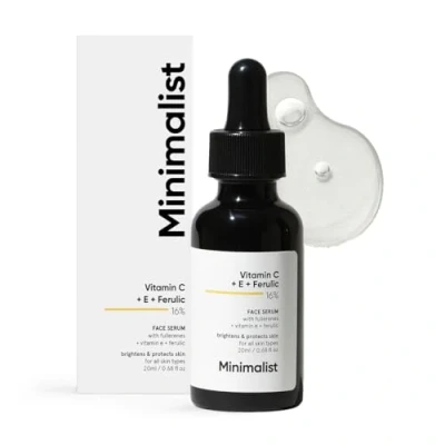 Immagine di Minimalist Siero di vitamina C al 16% con e acido ferulico per migliorare la luminosità, bianco, 20 ml (confezione da 1)