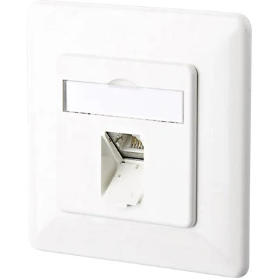 Immagine di Metz Connect 130C371002 I Presa di rete Da incasso Inserto con piastra centrale e telaio CAT 6A 1 Porta Bianco puro