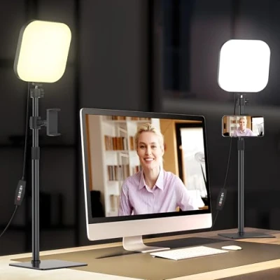 Immagine di Mojimdo 2 Pack Illuminazione per videoconferenza, 180 LED luce webcam con supporto telefono la registrazione video, zoom computer portatile, video riunioni online