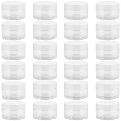Immagine di JEUIHAU Confezione da 24 barattoli in plastica trasparente 100 ml con coperchio, senza BPA, contenitori vuoti per slime, spezie, trucco, cereali, artigianato