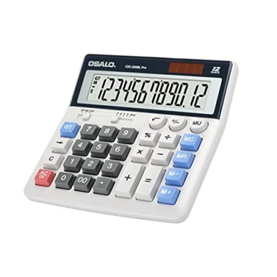 Immagine di OSALO Calcolatrice con Grandi tasti e Display Extra Grande da 12 Cifre Tavolo Ideale per Ufficio (OS 200ML)