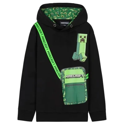 Immagine di MINECRAFT Felpe con Cappuccio per Bambini e Ragazzi, Felpa Bambino Ragazzo Gamer 7 14 Anni, Nero, Regalo (Nero/Vert, 11 12 Anni)
