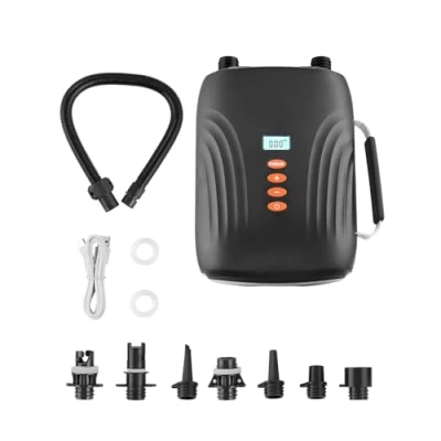 Immagine di VEVOR Pompa per Sup, a Batteria Ricaricabile, d&#039;Aria Portatile SUP Doppio Stadio di Gonfiaggio e Sgonfiaggio, con Funzione Spegnimento Automatico Connettore Auto 12 V CC
