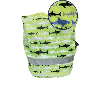 Immagine di HECKBO Coprizaino Impermeabile per Bambini Sacca Antipioggia Zaino con Motivo Magico Squali Cambia Colore la Pioggia Inserti Catarifrangenti Idrorepellente Universale