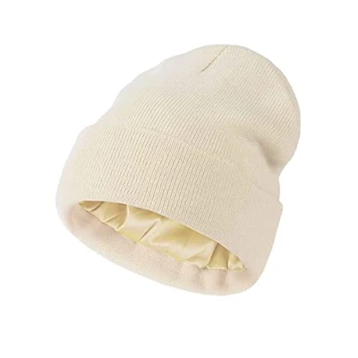 Immagine di TOEECY Berretto Invernale da Donna Caldo Cappello Beanie Morbida Comoda Berretti in Maglia con Raso Fodera Interna per Proteggere l&#039;Acconciatura Slouchy Moda Stretch Fitted Cappellino Unisex (Beige)
