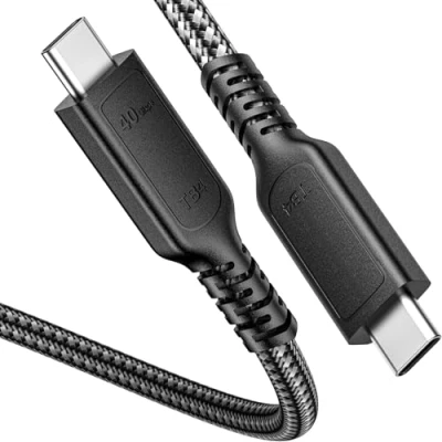 Immagine di ConnBull Cavo USB 4 Compatibile con Thunderbolt 4/3 Cavi lungo 40Gbps ad alta velocità C di trasferimento 8K@60HZ Display/240W carica iPhone 15Pro, Macbook, iMac ecc, 1,8m