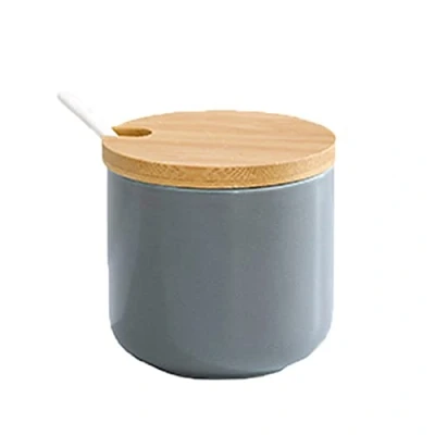 Immagine di OnePine 260ml Zuccheriera in Ceramica, Contenitore per spezie barattoli Rotonda con Coperchio e Cucchiaio, Design Elegante, Casa Cucina
